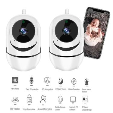 Imagem de kit 2 Câmera Robo Ip Wifi Wireles Full HD 1080p Áudio Visão Noturna Grava em nuvem
