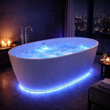 Imagem de Banheira Freestanding RM Decor Aeris 170 Imersão Air Blower Led Branco