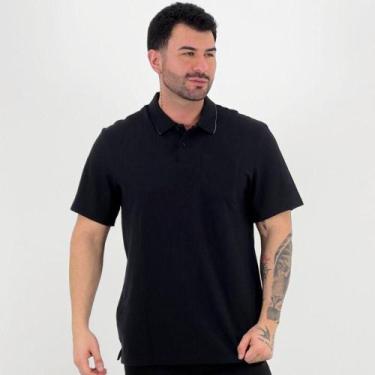 Imagem de Camisa Polo Individual Básica com Bolso Manga Curta Masculina, G, Pret