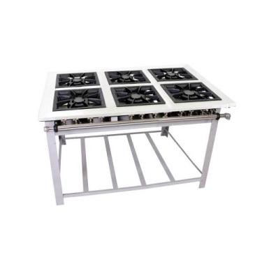 Imagem de Fogão Industrial Maxi Inox Gás Baixa Pressão 40cm 6 Bocas Duplas MI6D6