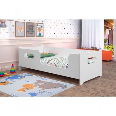 Imagem de Cama Solteiro Encanto Montessori Infantil Estrutura MDF Branca Gabrielli Móveis