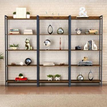 Imagem de Kit 3 Estantes para Livros Industrial Aço 5 Prateleiras 187CMX240CM Ac