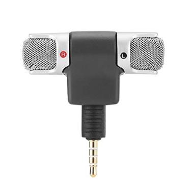 Imagem de Microfone sem fio Gravação de microfone 3,5 mm Mini microfone estéreo digital Plug and Play Microfone externo portátil profissional para mídia digital Telefones celulares PC e gravadores Não é necessária bateria