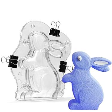Imagem de TUKE Molde de chocolate e doces 3D Rabbit Policarbonato (PC) para decoração de festas ou utensílios de cozinha para casa Transparente 13,7 cm