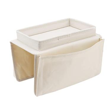 Imagem de Bandeja de sofá Clipe de mesa na mesa lateral, mesa de braço de sofá dobrável e bandeja de apoio de braço destacável para comer e beber (bege)