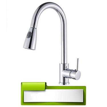 Imagem de Torneira de cozinha preta com furo único, bico removível para pia de cozinha, torneira misturadora, fluxo, cabeça de pulverização, rotação, água quente e fria, torneira misturadora, cromo A,