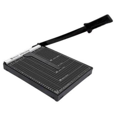 Imagem de Guilhotina A4 10 Folhas Preta Esquadro Magnetico Base Aço
