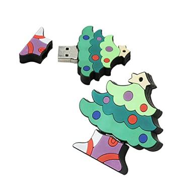 Imagem de Flash Drive USB 32GB em forma de árvore de Natal USB 2.0 Stick Flash Disk Pen Drive U Pen Drive USB Pen Drive USB 2.0 Drive Memory Stick Armazenamento externo USB Disco com corrente (verde)