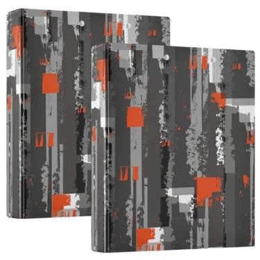 Imagem de Fichários de caderno com 3 anéis padrão Grunge, fichários de caderno de 3 cm com prancheta, pacote com 1/2 fichário de material escolar, capa dura