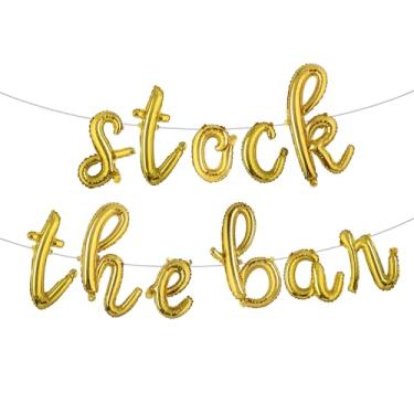 Imagem de STOCK THE BAR Balloons Bannner Multicolor optional Party Decorations Sign (L STOCK THE BAR Gold)