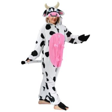 Imagem de Pijama de vaca adulto de uma peça, cosplay de animal, fantasia de Halloween para homens e mulheres, Tz-cow, Small