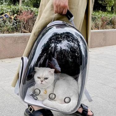 Imagem de SHENGX Mochila Transportadora Para Gatos, Mochila Para Animais De EstimaçãO, Mochila PortáTil E RespiráVel Para Carregar Animais De EstimaçãO, ImpermeáVel, Transparente,Amarelo,A