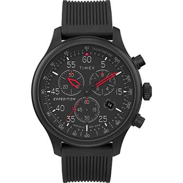 Imagem de Timex Relógio masculino Expedition Field com cronógrafo, Blackout/silicone vermelho
