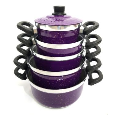 Imagem de conjunto de panelas 5 pecas aluminio reforcado colorido