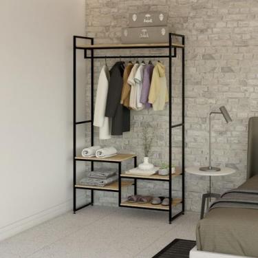 Imagem de Guarda Roupa Closet Estilo Industrial, Aço/mdf! - Lenna-Decor, Carvalh