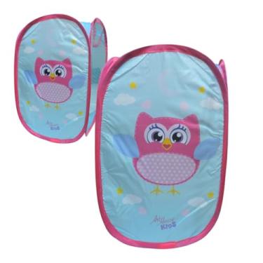 Imagem de Cesto Organizador Bebe Infantil Dobrável Roupas Brinquedos melhores amigos coloridos bichinhos (CORUJINHA)