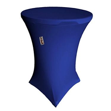 Imagem de LA Linen Toalha de mesa redonda de elastano 76 cm x 76 cm de altura, azul royal