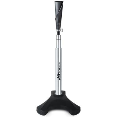 Imagem de JASCOPRO Camiseta de rebatedor para beisebol e softbol, base triangular ultra estável com parte superior de borracha enrolada à mão, camiseta de softbol de haste premium, altura ajustável de 61 a 116