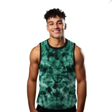 Imagem de Camiseta Regata Verão Estilo Moda Praia Manchas Verde Fumaça Explosão 