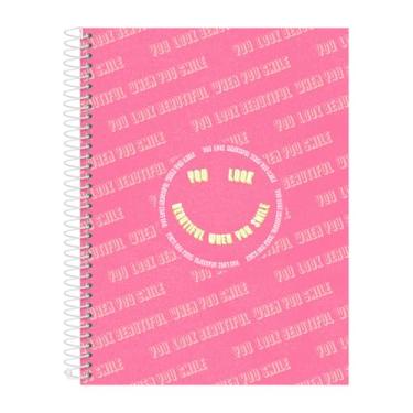 Imagem de Caderno Universitário 15 Matérias Euforia You Look Beautiful When You Smile Rosa