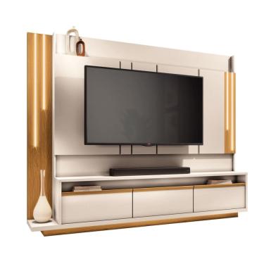 Imagem de Estante Home Theater C/ LED Sala Estar TV Até 75 Polegadas 2 Gavetas 1 Porta Montane