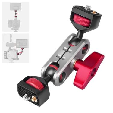Imagem de Braço mágico para câmera Came-TV com cabeça esférica universal dupla e parafusos de 1/10.2 cm, braço mágico de alumínio, suporte para câmera, rotação de 360°, braço mágico articulado para monitor/luz