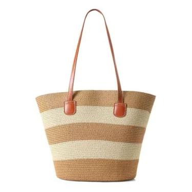 Imagem de Bolsa Feminina De Palha Piscina Praia De Luxo Média Passeio - Alwy