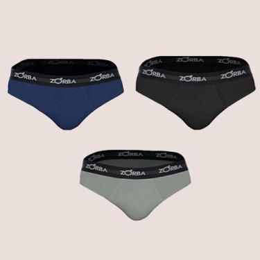 Imagem de Kit 3 Cueca Slip Zorba Max 100% Algodão Qualidade Conforto, Sortido, M