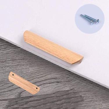 Imagem de Puxador de borda de dedo semicircular de madeira de borracha de madeira maciça, puxadores de gaveta de cômoda de móveis de banheiro, puxadores de porta de armário de guarda-roupa, puxadores de armário