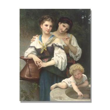 Imagem de Pintura William Adolphe Bouguereau. (O Segredo), pinturas famosas arte de parede, reprodução impressa em tela, retratos de parede para sala de estar. 50 x 65 cm-19,7 x 25,6 pol sem moldura