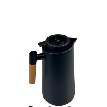 Imagem de Garrafa Termica Jarra Inox Cafe Cha 1 Litro Cabo Madeira (Preto)