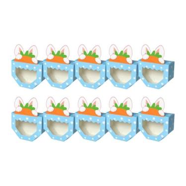 Imagem de predolo 10 caixas dobráveis ​​para doces, lindas caixas para guloseimas, com janela transparente, caixa de papelão para presente, faça você mesmo, para chá de, Azul