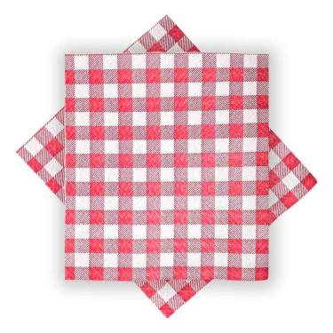 Imagem de Guardanapo De Papel Xadrez Vermelho 30cm X 31cm -50 Unidades