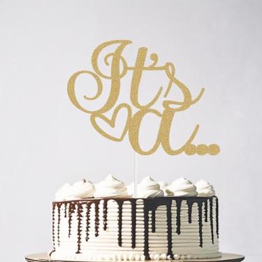 Imagem de Glitter It's a Cake Topper, Oh Baby Gender Reveal Cake Topper for Boy or Girl, Baby Shower Birthday Reveal Party Decorations Gold
