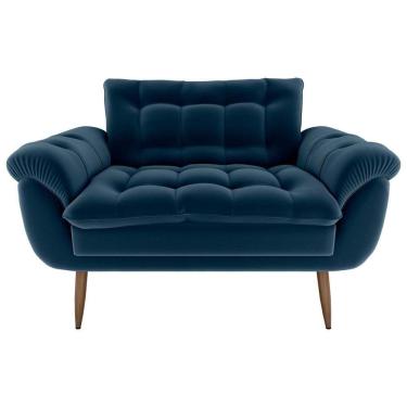 Imagem de Sofá Namoradeira Pequeno Confortável 1,25 Larg Xangai Matrix Veludo Azul