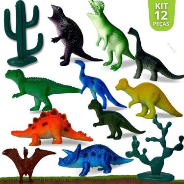 Imagem de Dinossauro Borracha Kit Com 12 Miniatura Pequena  Festa
