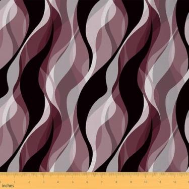 Imagem de Erosebridal Tecido listrado borgonha por Yard Tecido de estofamento geométrico gradiente moderno abstrato ombré listrado tecido decorativo geométrico linhas simples tecido interno e externo, 1 jarda