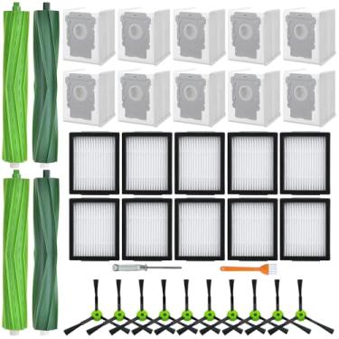Imagem de APZOVO Pacote com 32 peças de reposição para iRobot Roomba i7 i7+ i3 i3+ i4 i4+ i5 i5+ i6 i6+ i8 i8+ E5 E6 E7 j6 j6+ j7 j7+ Combo i5 i5+ j5 j5+, 2 conjuntos de pincéis de rolo 10 filtros 10 Saco de