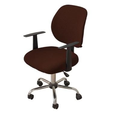 Imagem de Lzyjckh Capa para cadeira de escritório e computador Capa elástica elástica 2 peças Protetor de móveis moderno e minimalista para escritório e casa,Dark brown