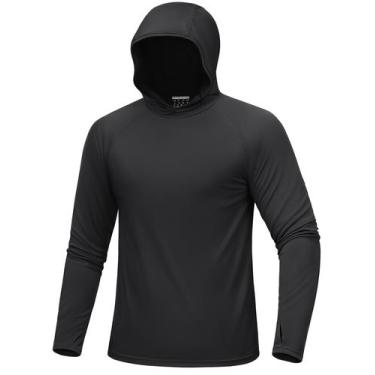 Imagem de Camisa de proteção UV MAGCOMSEN para homens de manga comprida preta M