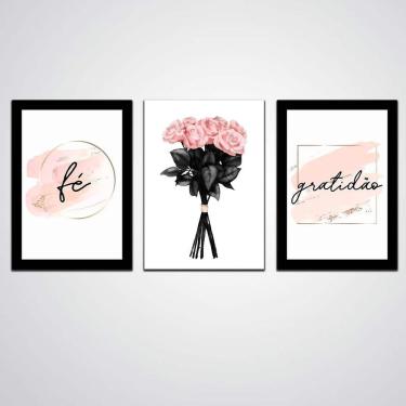 Imagem de Kit Quadros Decorativos Fé Gratidão 20X30Cm