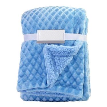 Imagem de Manta Microfibra Sherpa Bebê Soft Azul - Loani 1,00m x 0,75m