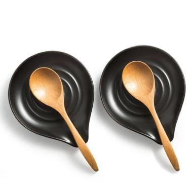 Imagem de Spoon Rest LAUCHUH Ceramic Black Conjunto de 2 15x13x2cm
