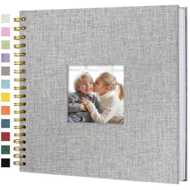Imagem de Álbum de fotos de álbum de recortes Hiwhy 25x25 cm, linho, 80 páginas