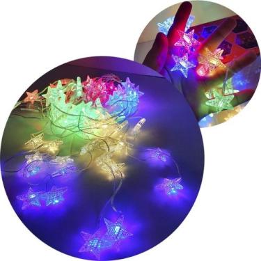 Imagem de Pisca Cortina Estrelinhas Enfeite Natal 80 LED 3x1M 110-220v - Genéric