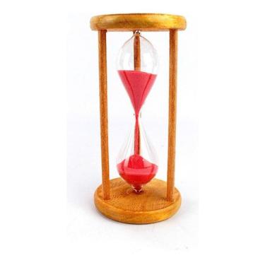 Imagem de Ampulheta Madeira Vidro Relógio De Areia Vermelho 30 Seg Fg