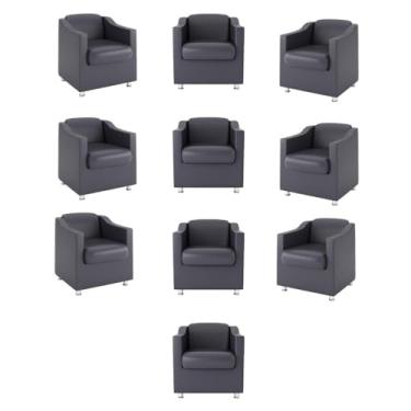 Imagem de Kit 10 Poltronas Para Recepção Consultorio Médico Balaqui Cor:cinza