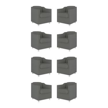 Imagem de Kit 08 Poltronas Tilla Consultório Recepção Sala Suede Cor:cinza