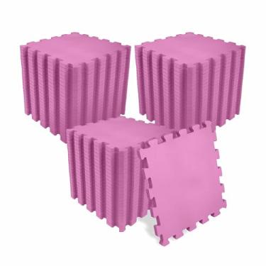 Imagem de SELLER Tapete de Encaixe em EVA – 72 peças 31×31 cm, 5mm espessura, superfície antiderrapante, modular tipo quebra-cabeça, piso infantil, academia (Rosa)