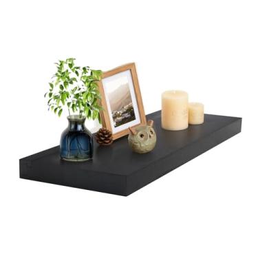 Imagem de Thoueyren Prateleiras flutuantes de nogueira sólida para parede, 61 cm x 25,4 cm x 4,6 cm, prateleira de parede montada em madeira grossa real com marcenaria para decoração de casa, banheiro, cozinha